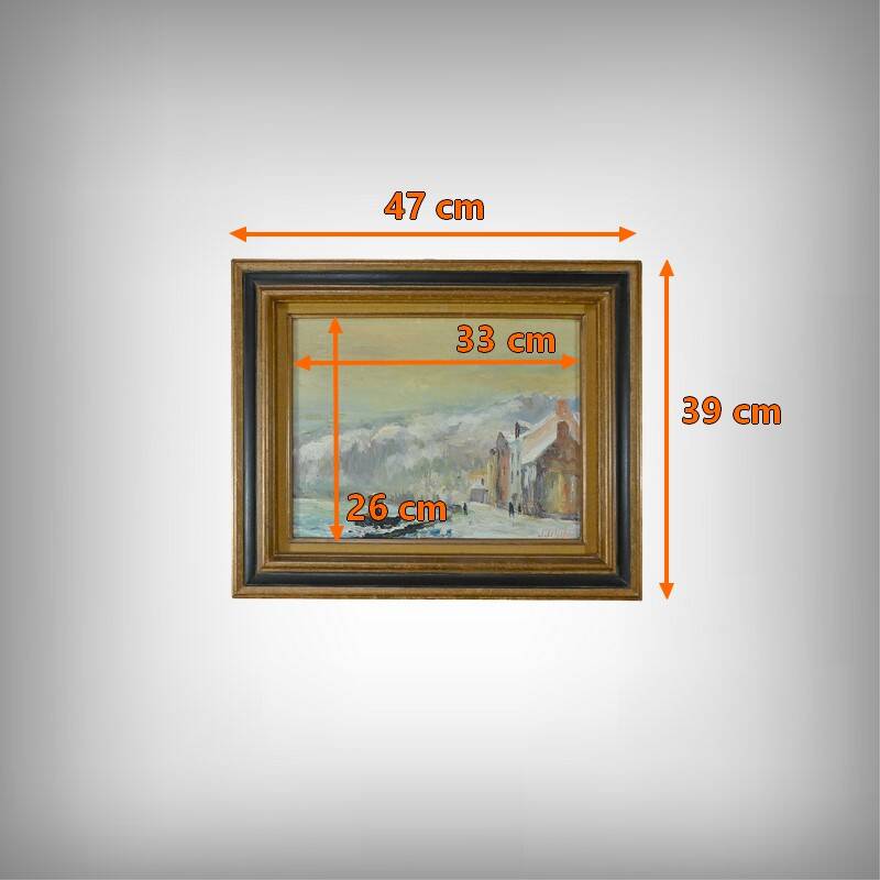 Painting “Under the Snow”, signed J.J Duboc – 1980