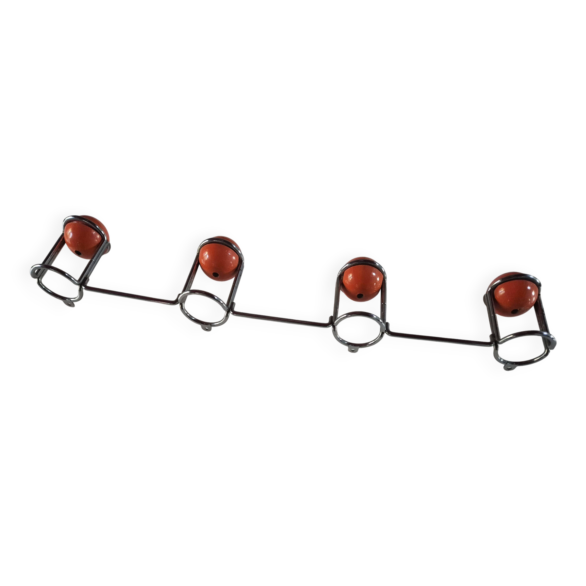 vintage metal coat rack with orange ball 1970s