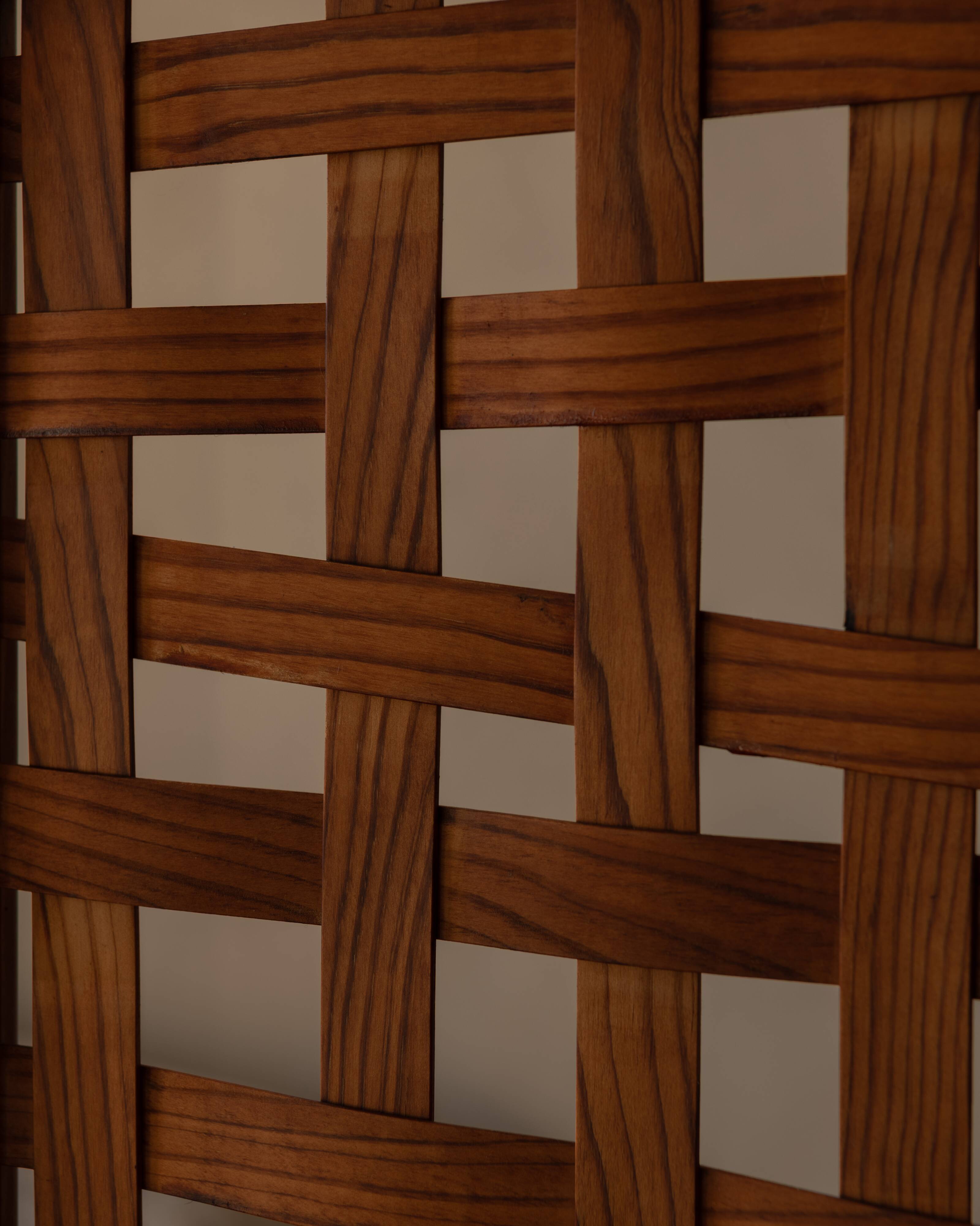 Paravent vintage en bois à 3 panneaux ajourés · Paravent pliant en pin (135 cm)