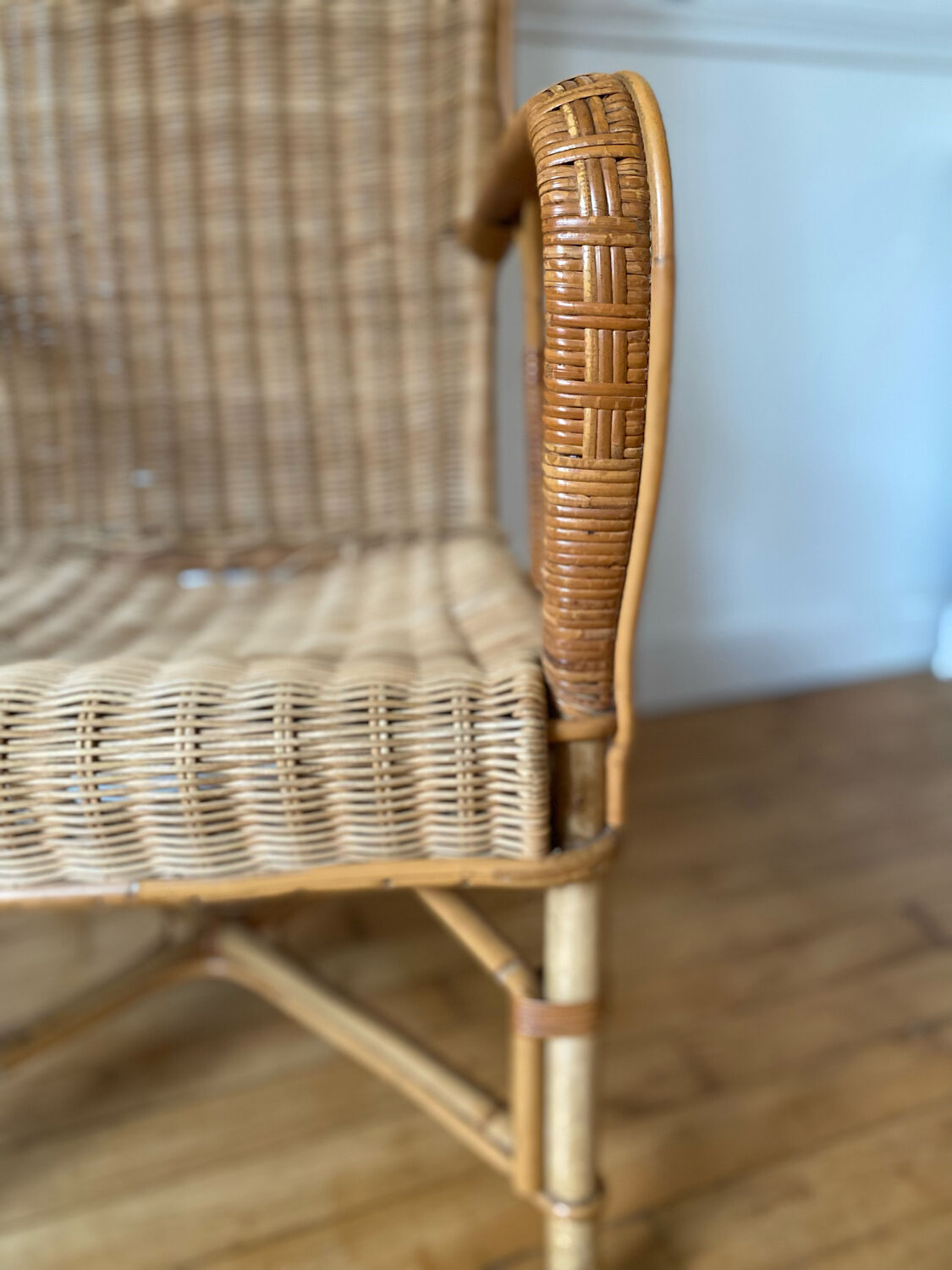 Vintage adult rattan armchair