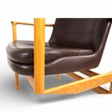 Fröscher leather armchair by Ib Kofod-Larsen, 1960