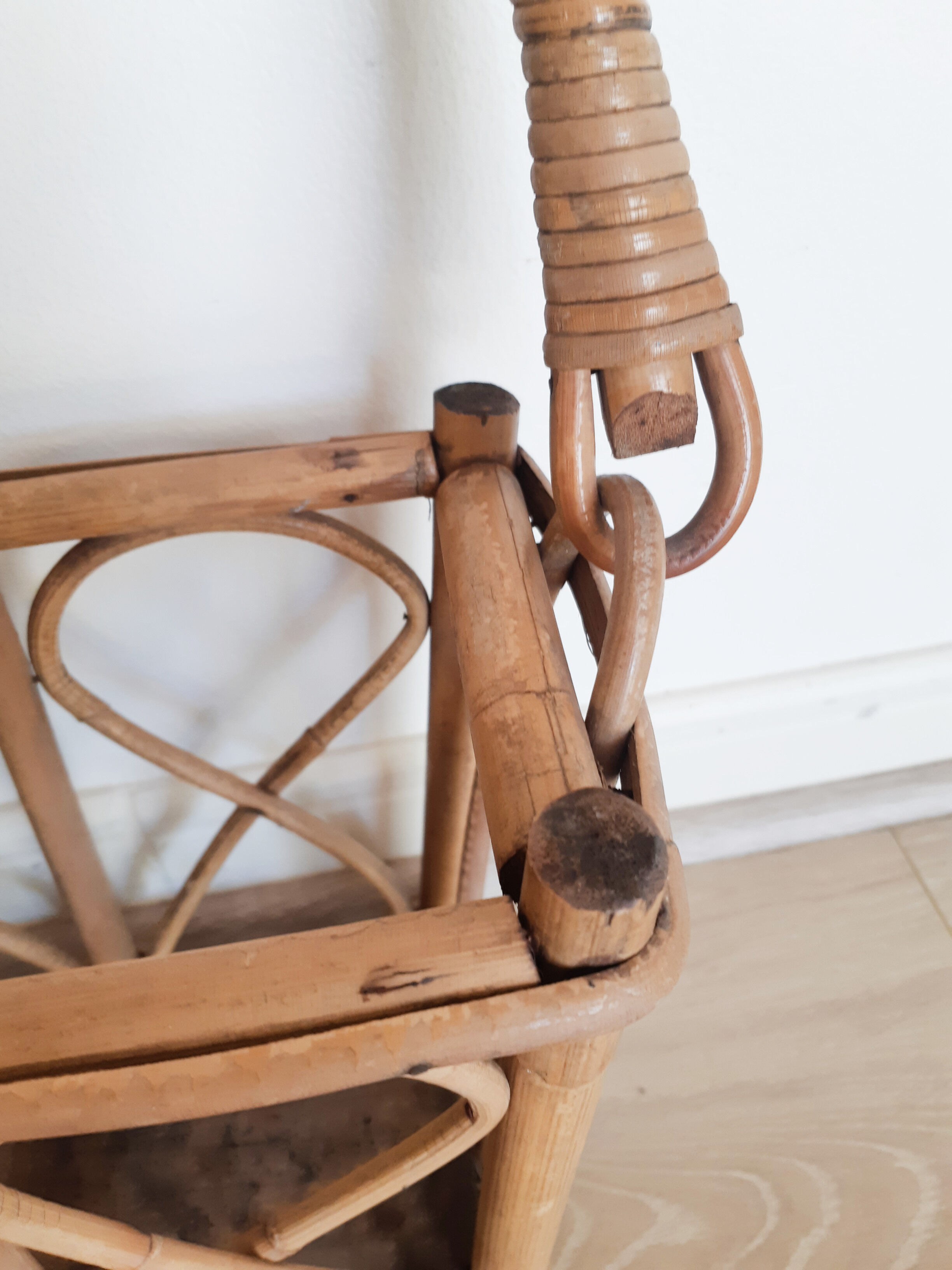 Rattan bottle basket, 50s