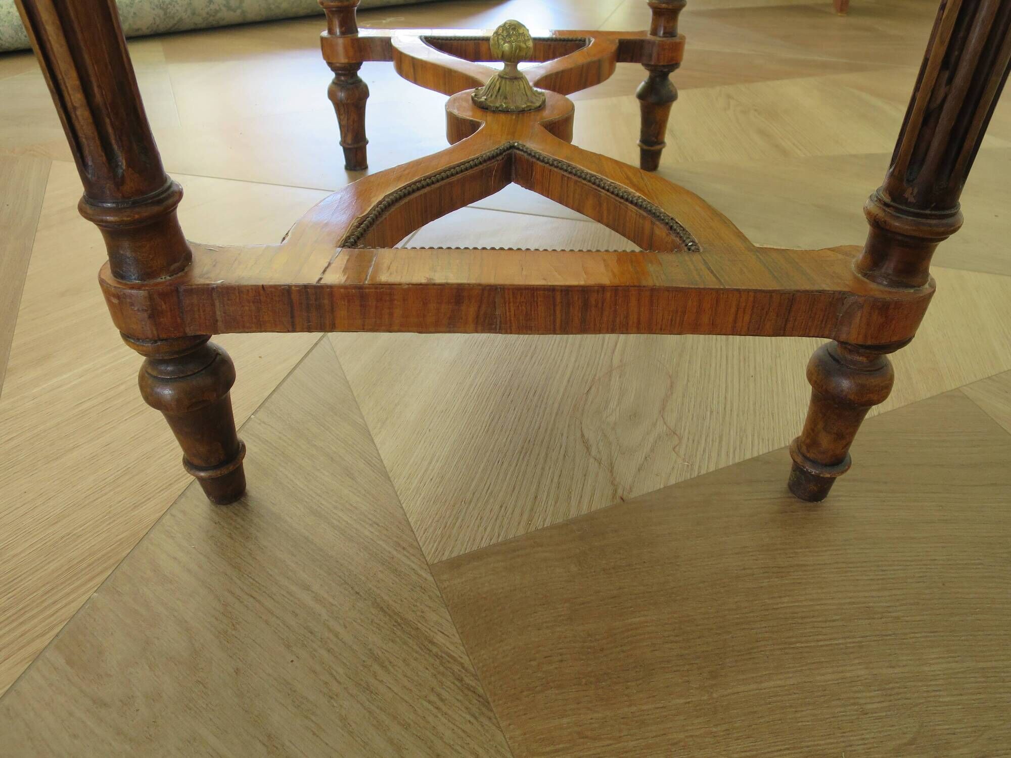 Rare - portfolio game table in marquetry and decorative bronze - Louis XVI style - Early 1900