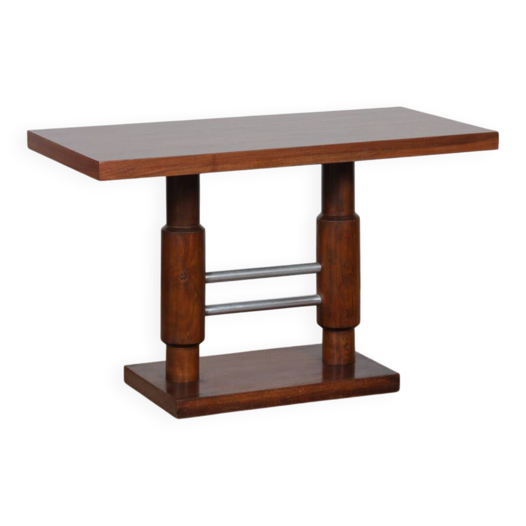 Modernist coffee table in wood and chrome metal, 1930.