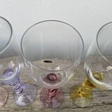 4 large, multicoloured, twisted champagne flutes