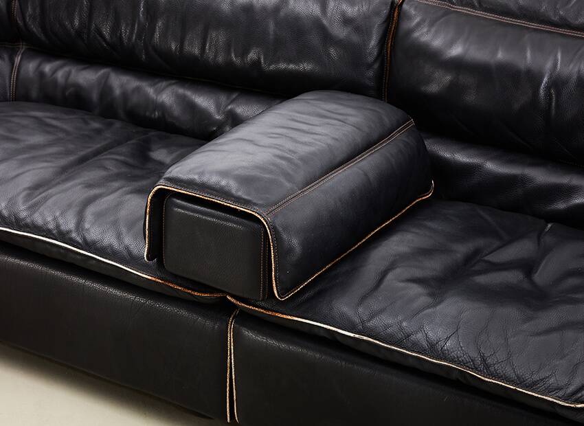 Carlo Bartoli Leather Sofa Bogo Series for Rossi di Albizzate Italy 1970s
