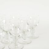 Set of 9 liqueur glasses with engraved crystal stems, Art Nouveau 1910