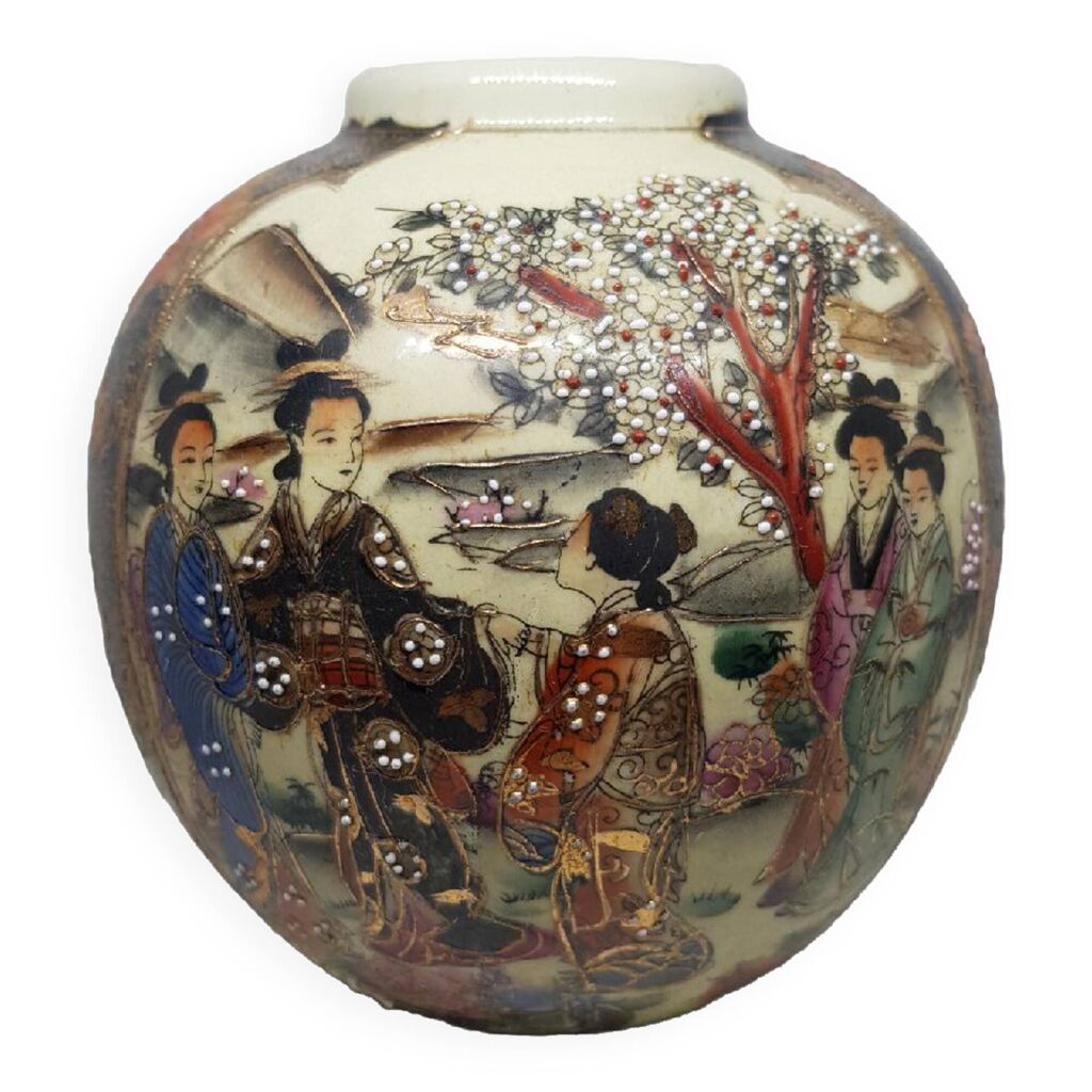 Vase Japonais Ancien Satsuma Période Meiji - Antiquité Authentique, Céramique Japonaise, Collection