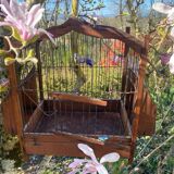 Cage à oiseaux ancienne en bois