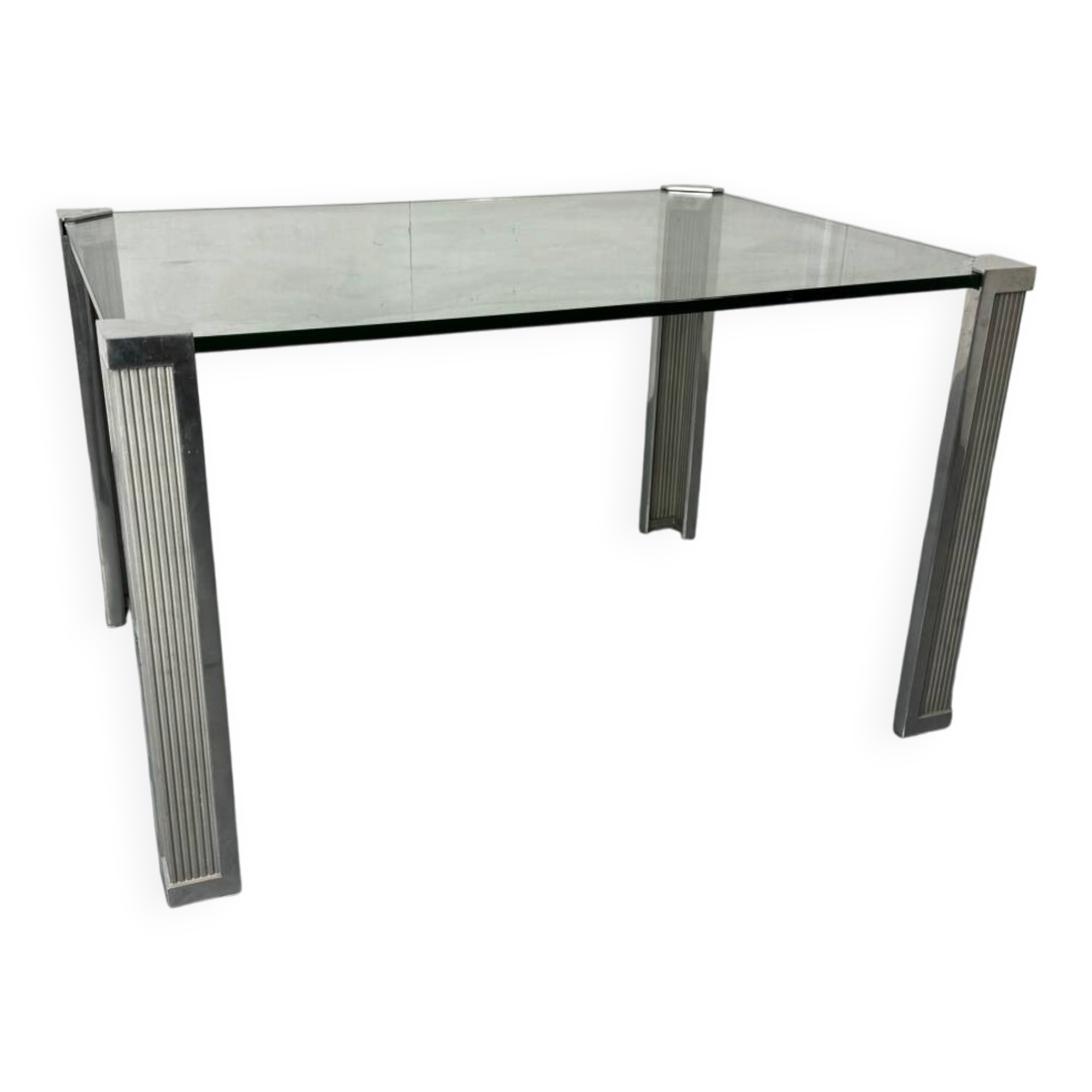 Mid Century Modern Regency Ghyczy Glass and Steel dining table or desk