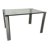 Mid Century Modern Regency Ghyczy Glass and Steel dining table or desk