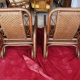 Pair of rattan chairs and caning 70s
