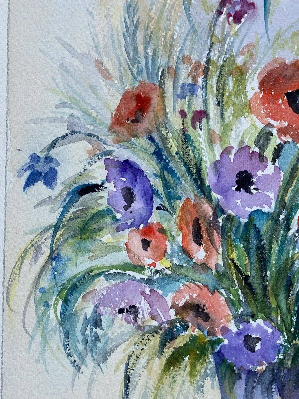 Nouredine watercolor signature to identify still life bouquet of flowers