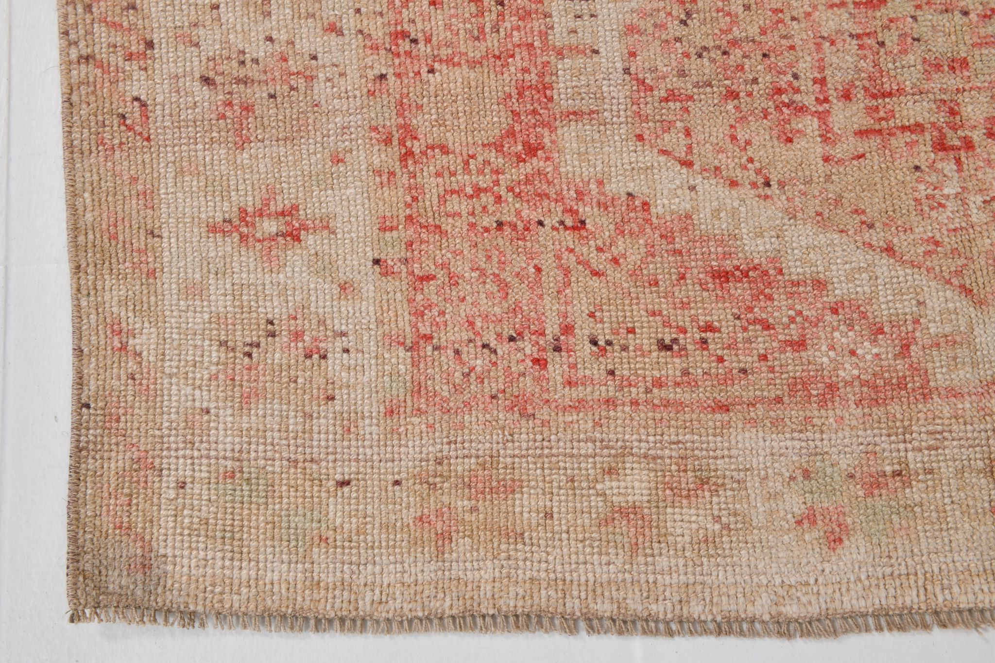 Geometric handmade oushak rug 226x121cm