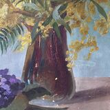 Painting on wood, mimosas, Belli