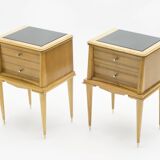 Paire de chevets en sycomore laiton 1950