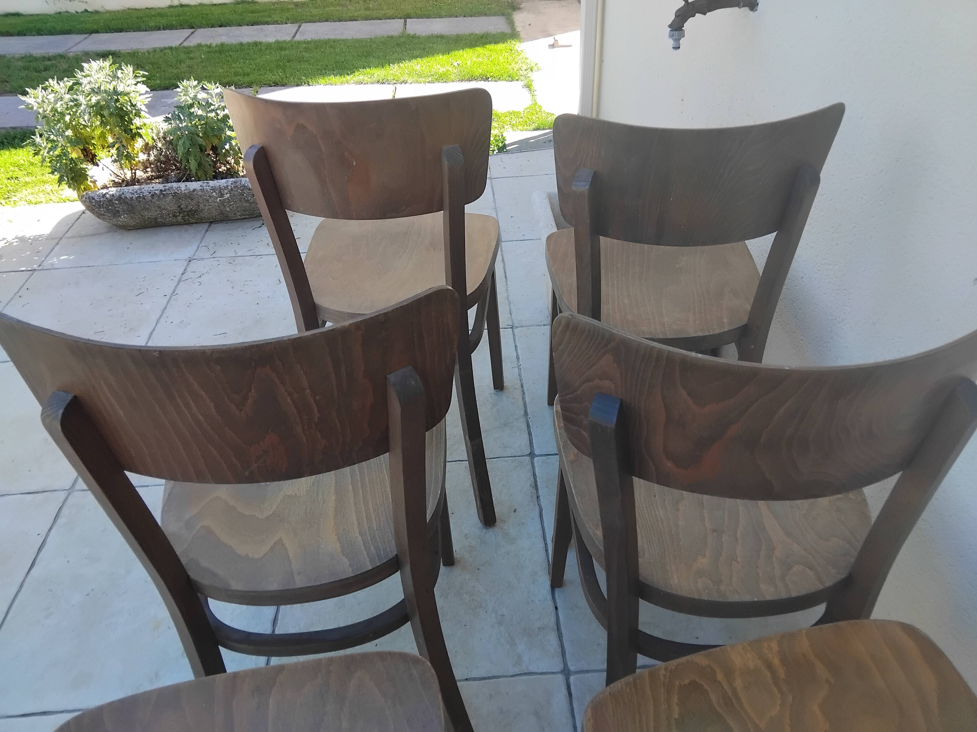 6 chaises bistrot thonet czechoslovakia vintage année 50