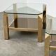 Set of 2 Belgo coffee tables in chrome brass and glass, Belgium, 1970s