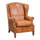 Fauteuil à oreilles en cuir de vache