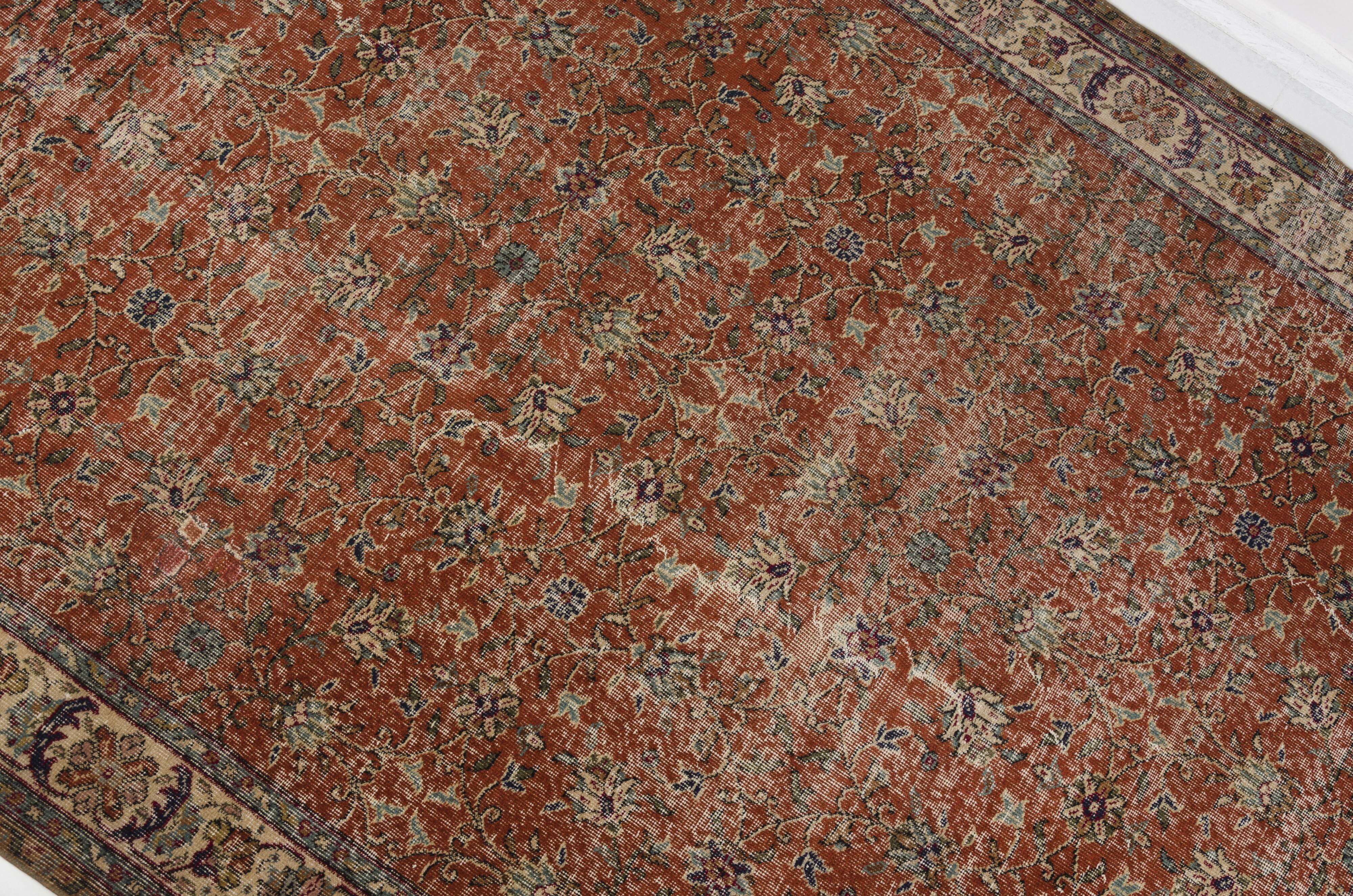 Vintage Anatolian Floral Carpet