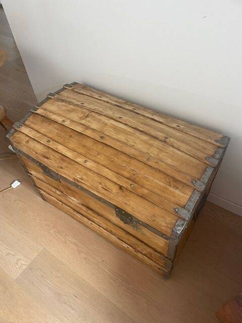 Vintage wooden toy chest trunk