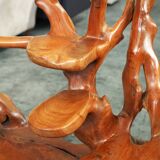 Modern Rustic Adirondack Planter & Pedestal – Organic Wood Art with 3 Shelv