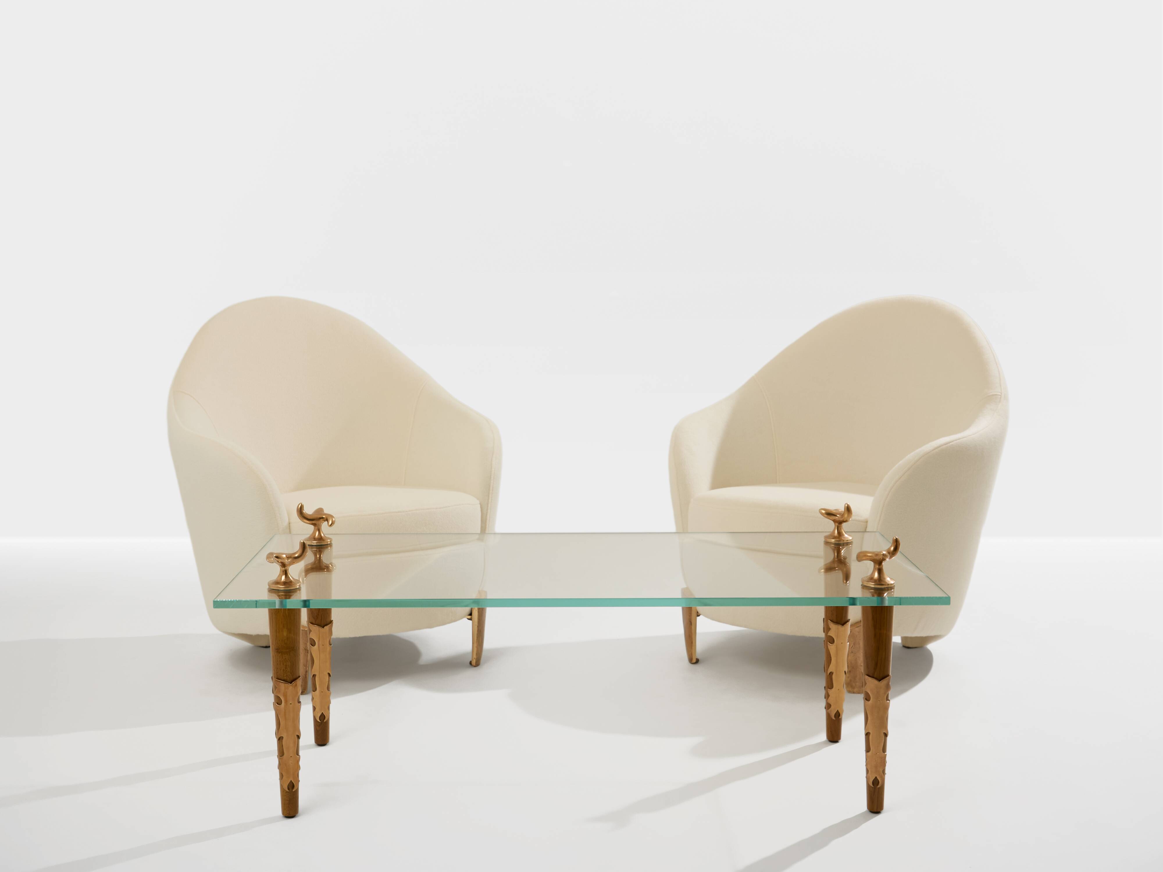 Garouste & Bonetti Koala armchairs in bronze and alpaca 1995