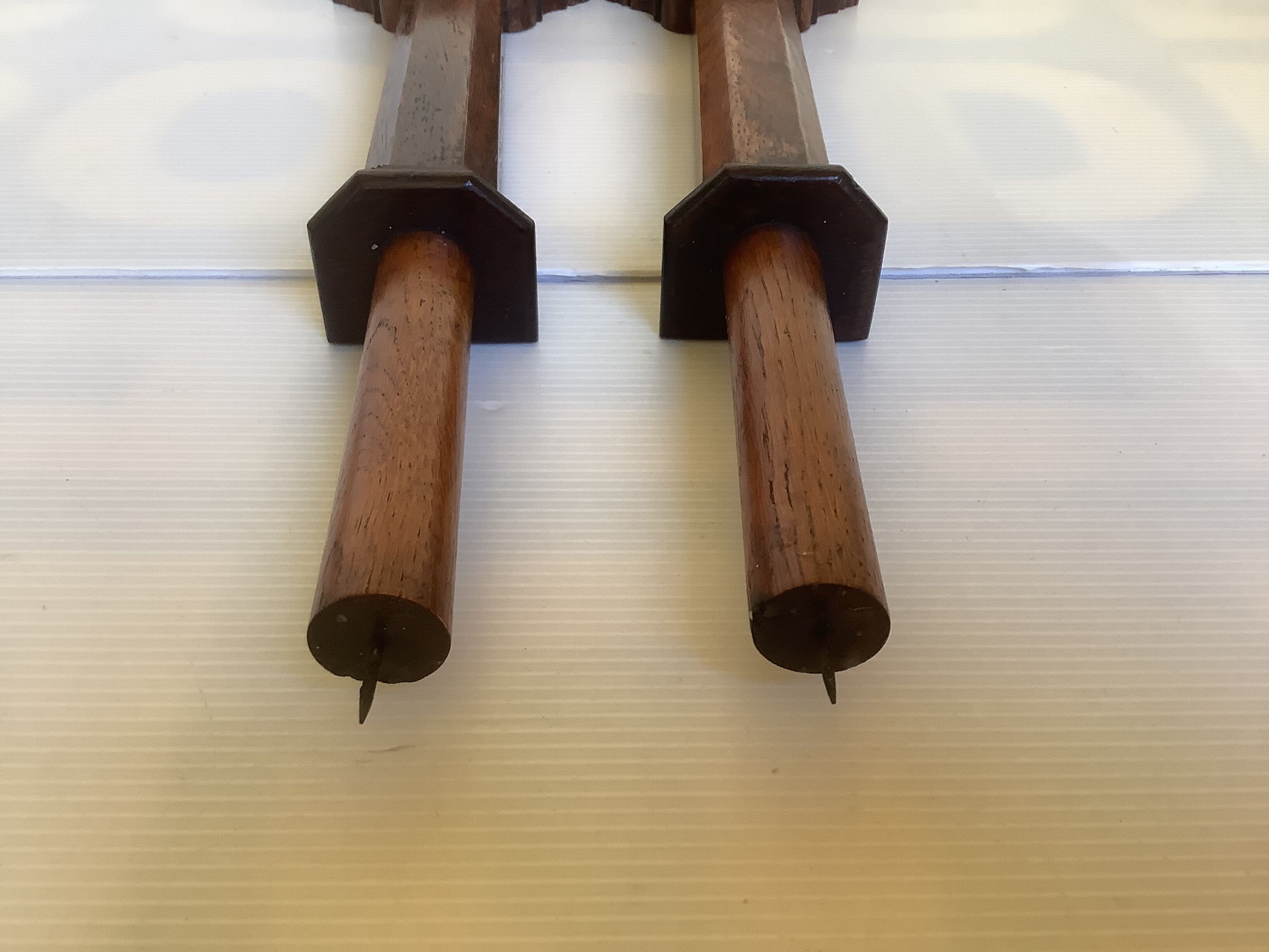 Pair of old candlesticks pic wooden candle