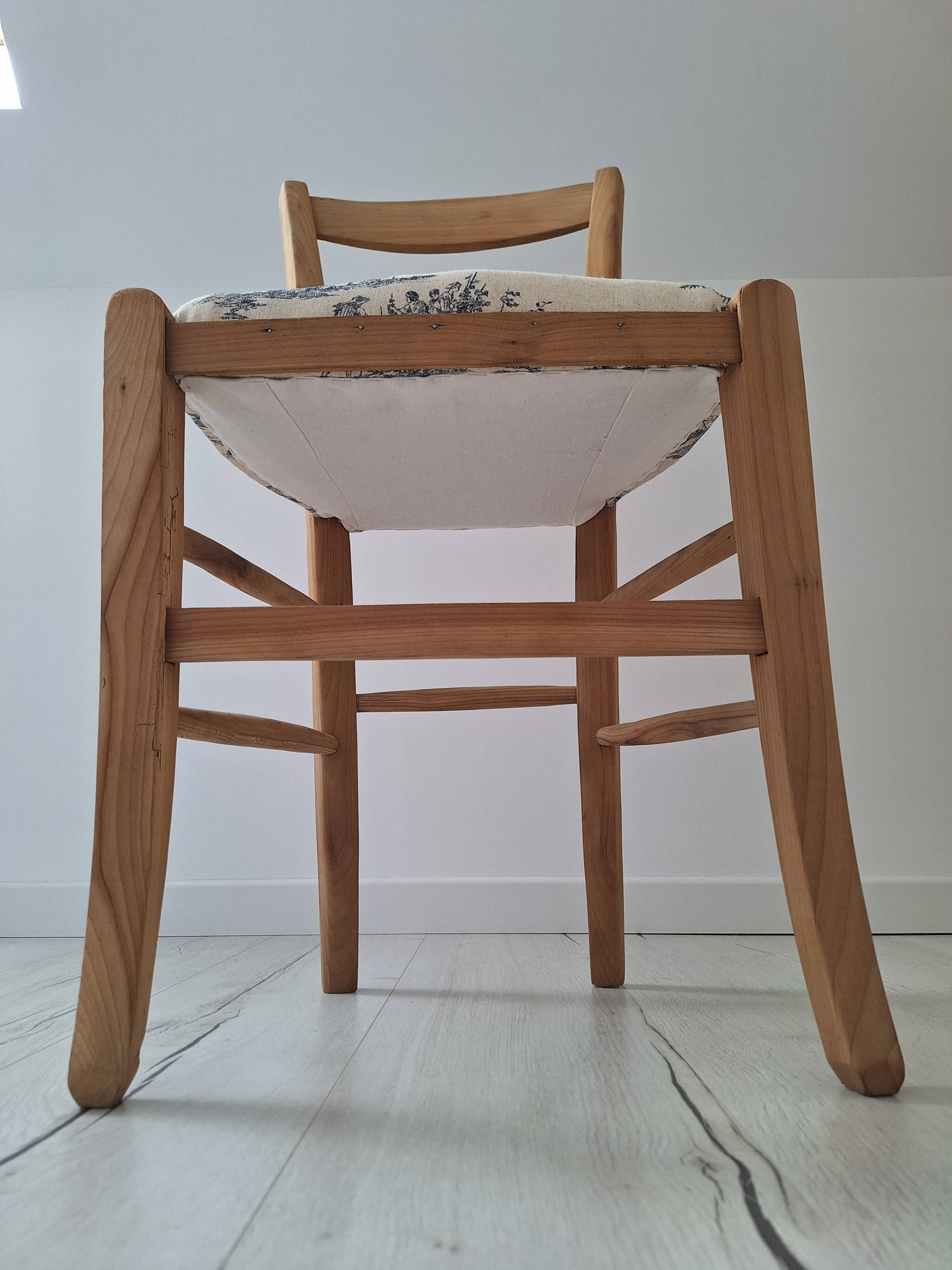 Chaise de campagne en toile de Jouy bleu