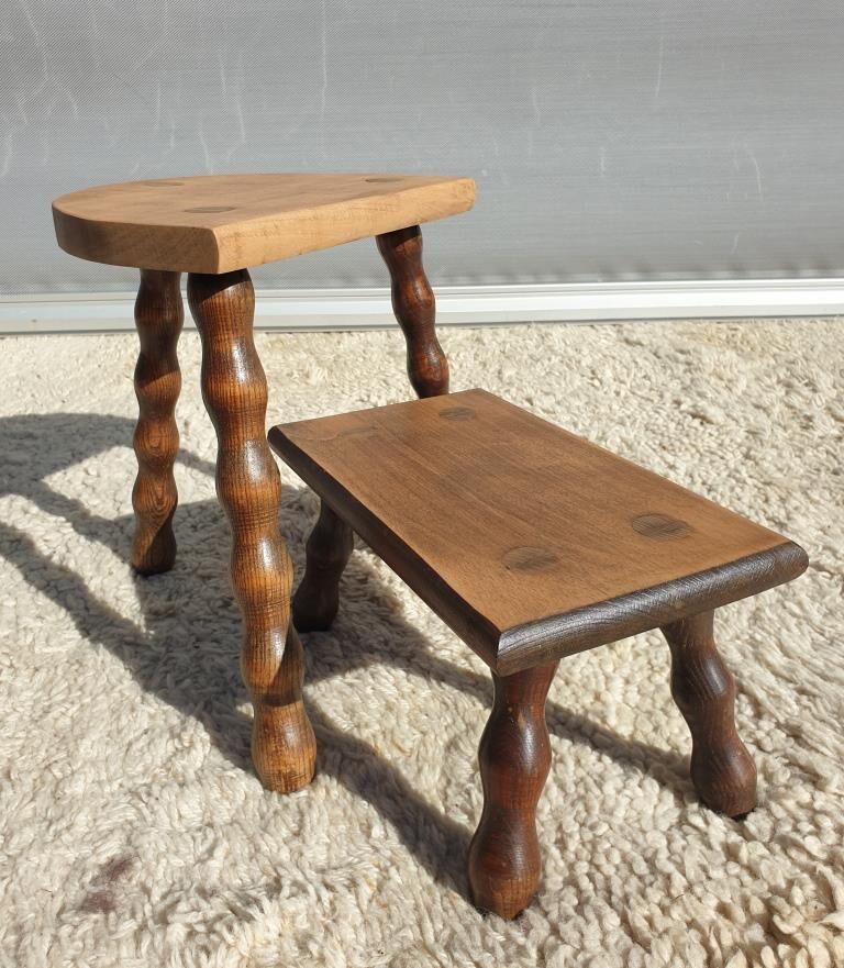 Set 2 decorative milking stools Nature