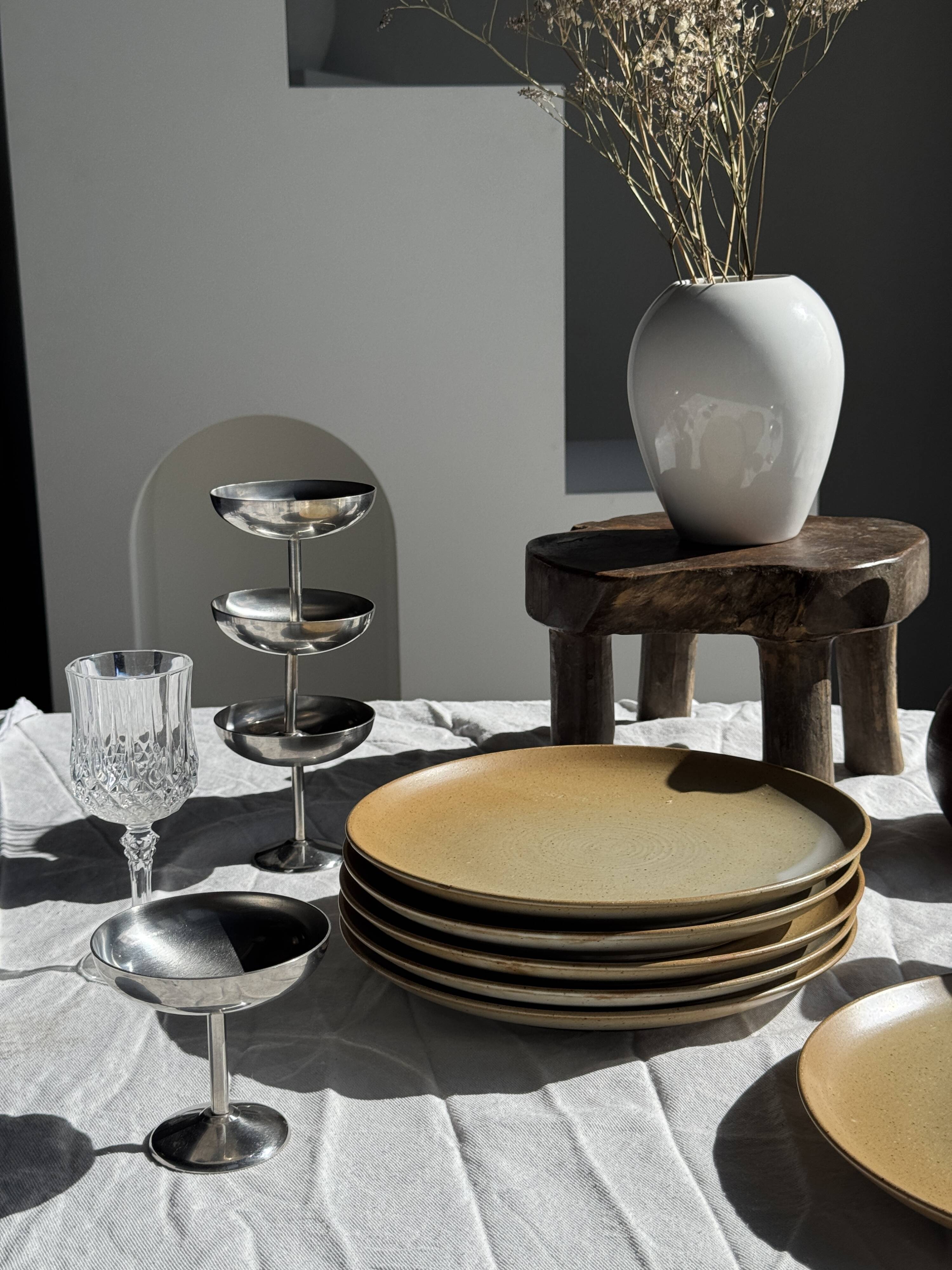 Set of 6 stoneware plates Village France D24