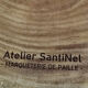 Round coffee table in straw marquetry