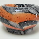 Vide poche Carlo Moretti verre opalin orange et noir design