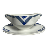 Art Deco, sauce boat with geometric motifs, Orchies around 1930.