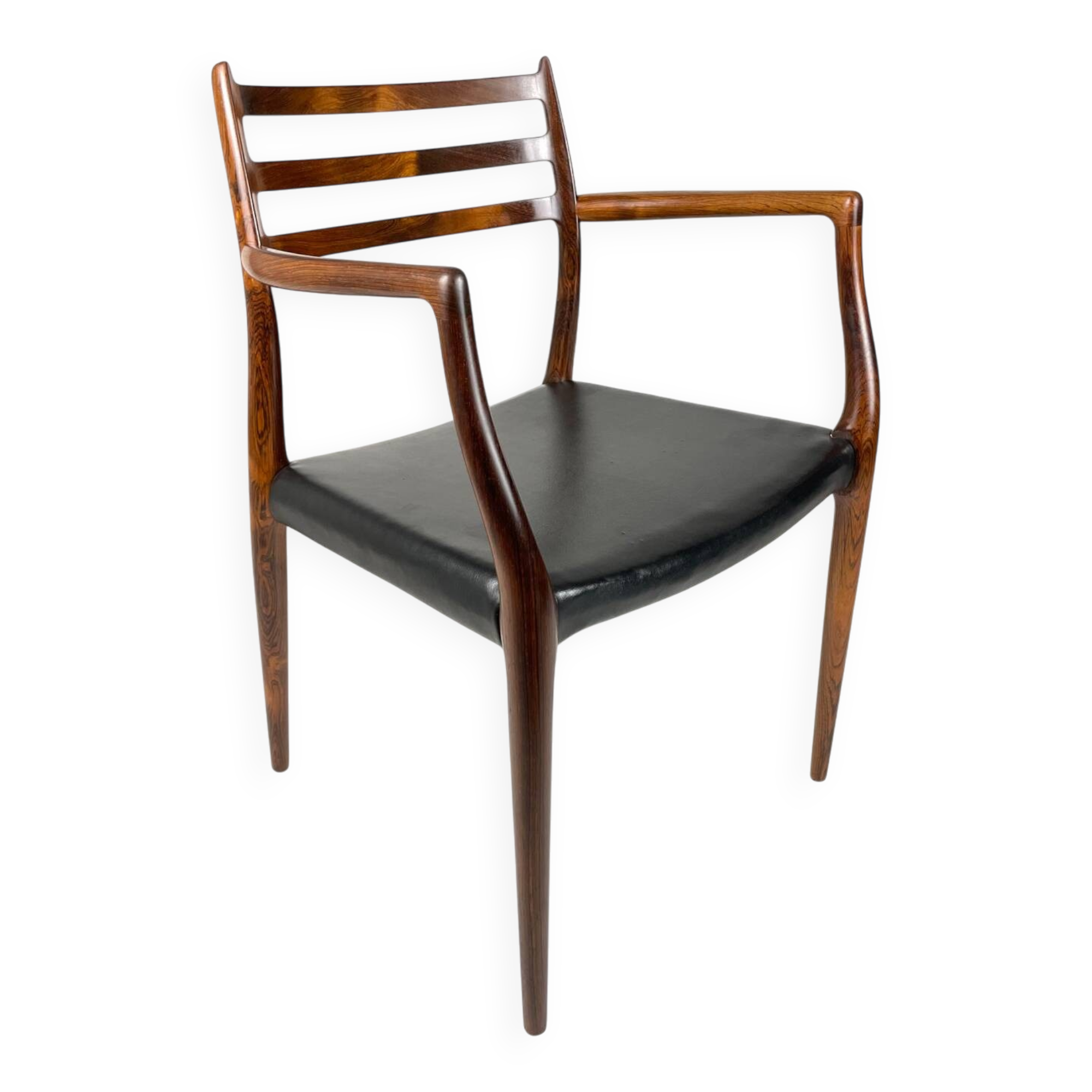 Danish Modern roosewood and leather Mod. 62 Niels Møller chair, 1962