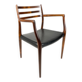 Chaise Mod. 62 de Niels Møller en palissandre et cuir, 1962.