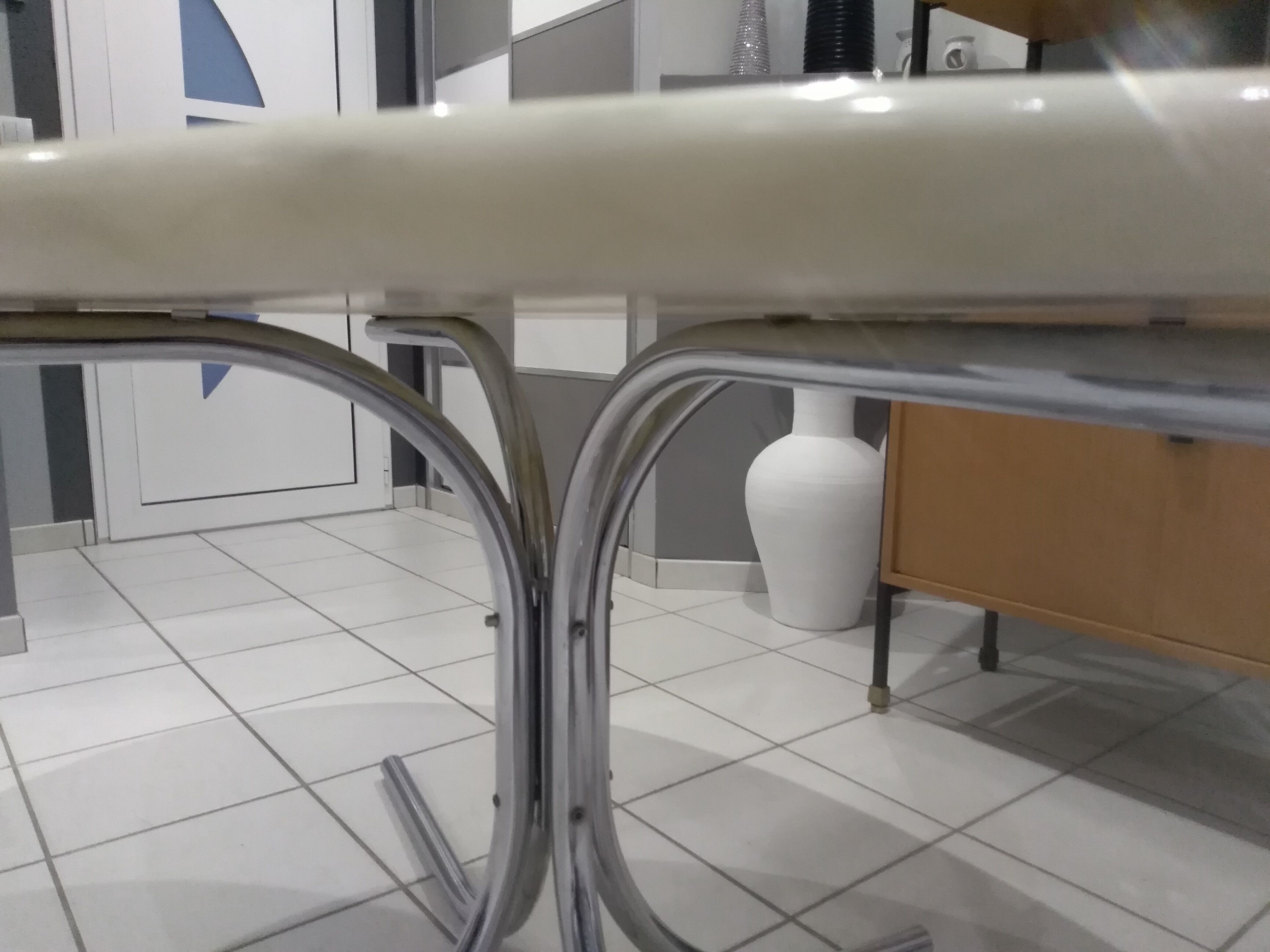 Arabescato marble oval dining table 1970