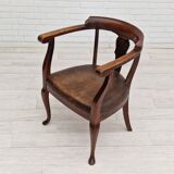 Scandinavian armchair, original condition, leather, oak wood, 1950s,
