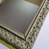 MIroir ancien de style Louis XV en stuc et bois patiné 58x43 cm