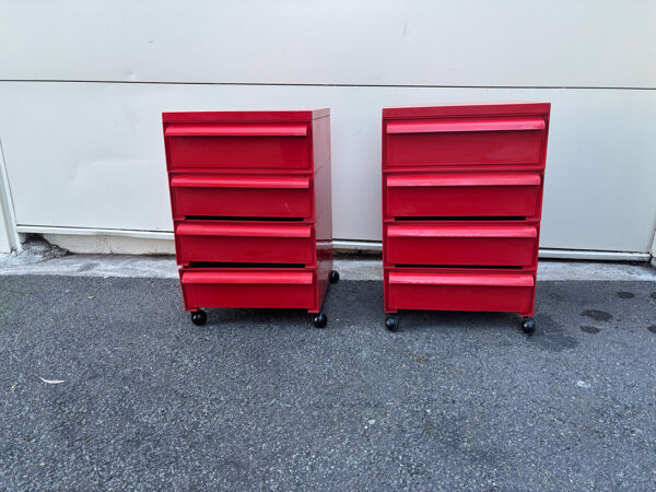 Paire de caissons Kartell 4 tiroirs Design Simon Fussell Années 1970/8