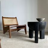 Monoxyl sofa end in black mango tree tripod half-sphere tray h:45 d:44