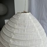 Suspension in rattan and natural japanese linen in the shape of a drop