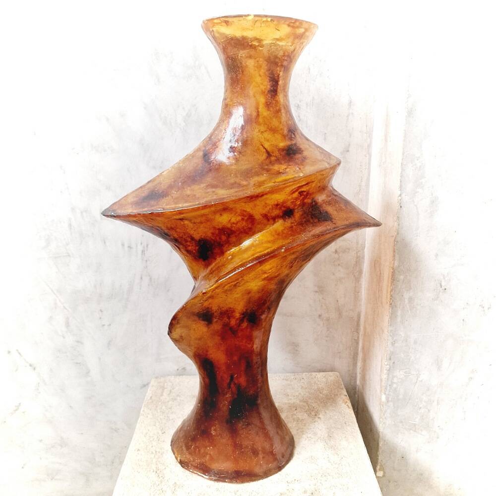 Large vintage amber resin vase