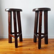 Paire de tabourets de bar brutaliste vintage