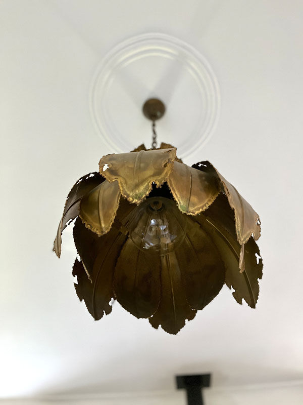 Brutalist suspension, brass leaves, Svend Aage Holm Sorensen, 1960