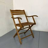 Vintage scandinavian oak campaign folding chair, 1920s