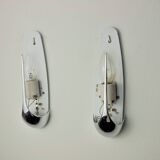 Pair of "epis" wall lights by idearte, smoked glass and silver metal, Spain, 1980