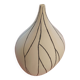 Designer vase in white ceramic with enamelled black stripes.