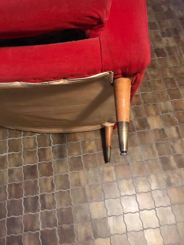 Vintage 1960s/70s armchair in short red velvet