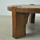 Solid oak round coffee table, Brutalist 1970s
